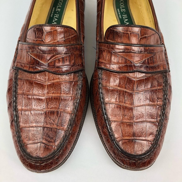 Cole Haan Mens D Crocodile Skin Loafers 